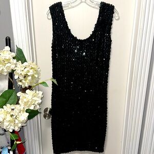 Black sequin cocktail dress L